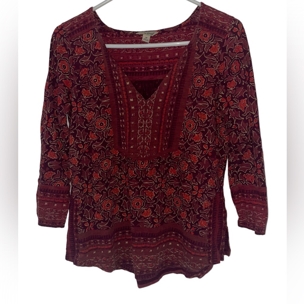 Lucky Brand Red Paisley Long Sleeve Size Medium